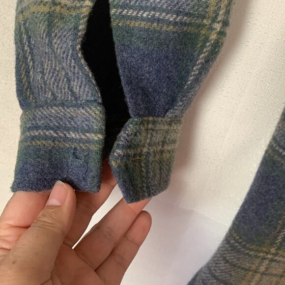 Coldwater Creek  mens XL plaid wool blue shacket zip up jacket lined gorp - Picture 7 of 9